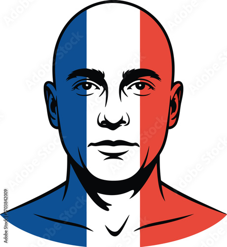 French Patriotism Portrait Vector Illustration Expressing National Identity and Pride