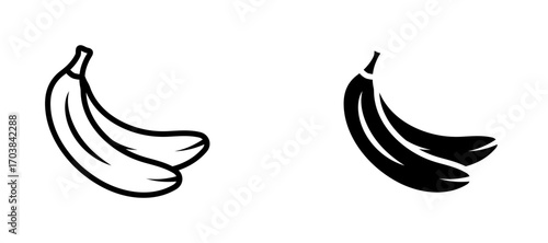 Banana Icons in solid and liner versions.