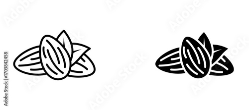 Almond Icons in solid and liner versions.