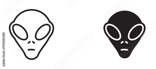 Alien face Icons in solid and liner versions.