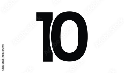 Bold black number ten on a clean white background