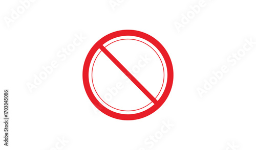 Red prohibition sign with a diagonal line across an oval shape