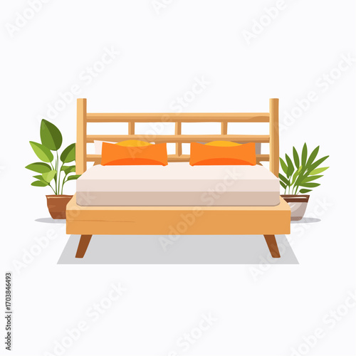 Japanisch inspiriertes Futonbett mit niedriger Höhe