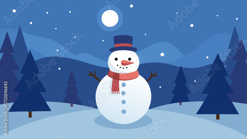 Snowman standing in a winter landscape
