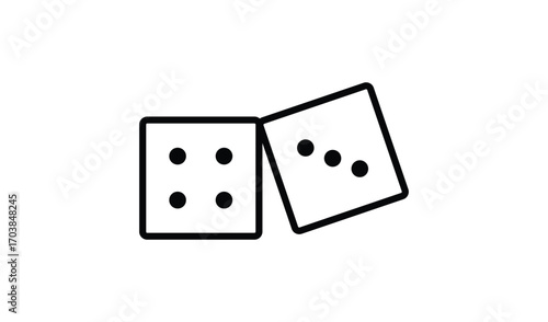 Simple line drawing of two dice showing four dots each