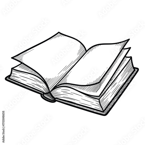 Vector illustration of handdrawn sketch of an open book