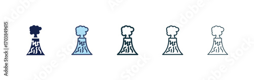 Volcano icon vector illustrations set for app and web