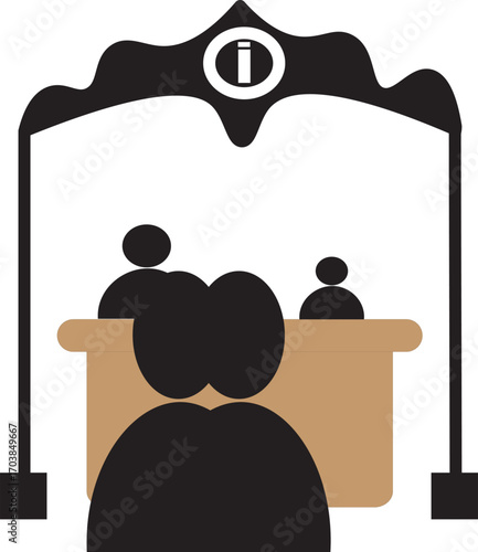 information booth line icon.Exhibitor line..symbol collection on black background.int