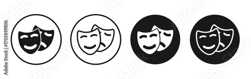 Theater masks icon vector illustrations set for app and web