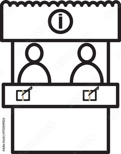 information booth line icon.Exhibitor line..symbol collection on black background.int