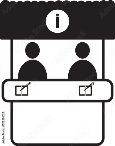 information booth line icon.Exhibitor line..symbol collection on black background.int