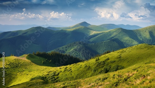 Beautiful Mountains Landscape With Green Hills Carpathians Ukraine