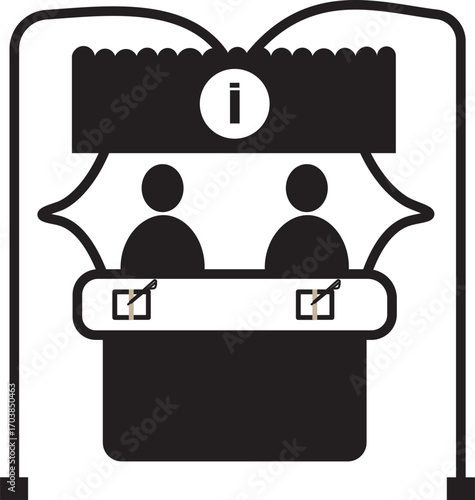 information booth line icon.Exhibitor line..symbol collection on black background.int