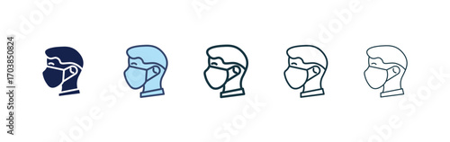Person in mask icon vector illustrations set for app and web