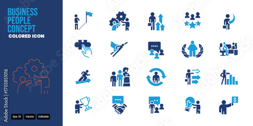 business people concept colored icon set vector design good for web and mobile app