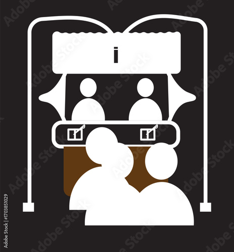information booth line icon.Exhibitor line..symbol collection on black background.int