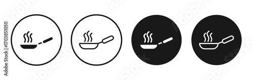 Pan frying icon vector illustrations set for app and web