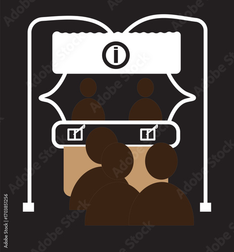 information booth line icon.Exhibitor line..symbol collection on black background.int