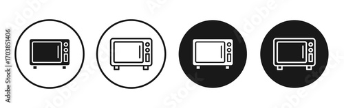 Microwave icon vector illustrations set for app and web