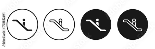 Escalator icon vector illustrations set for app and web