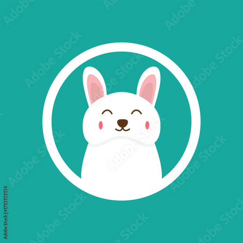 Rabbit vector logo in white circle. rabbit logo template in a circle, simple and modern logo.