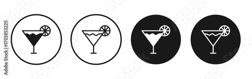 Citrus Martini glass icon vector illustrations set for app and web