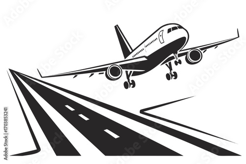 Airplane taking off from runway