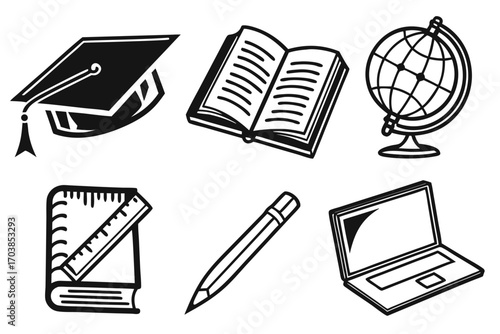 Collection of educational and learning icons