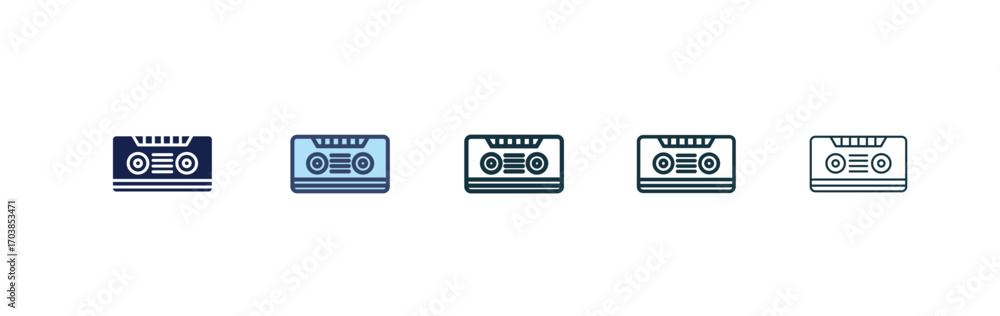 Fototapeta premium Cassette tape icon vector illustrations set for app and web
