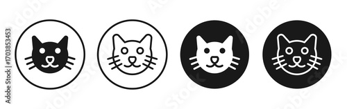 Cat icon vector illustrations set for app and web