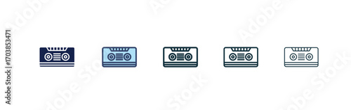 Cassette tape icon vector illustrations set for app and web
