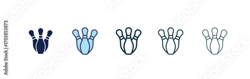 Bowling pins icon vector illustrations set for app and web
