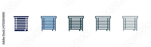 Blinds open icon vector illustrations set for app and web