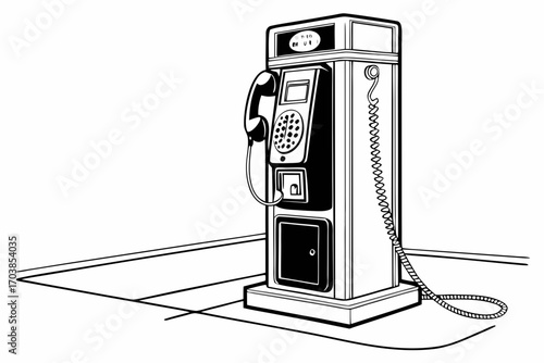 Retro payphone illustration on a white background