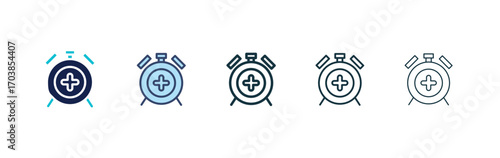 Alarm plus icon vector illustrations set for app and web