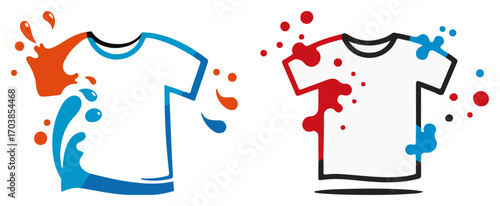 T-shirt design with colorful paint and water splash logo concept
