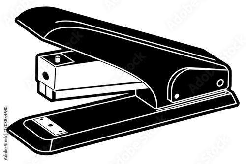 Black and white illustration of an office stapler