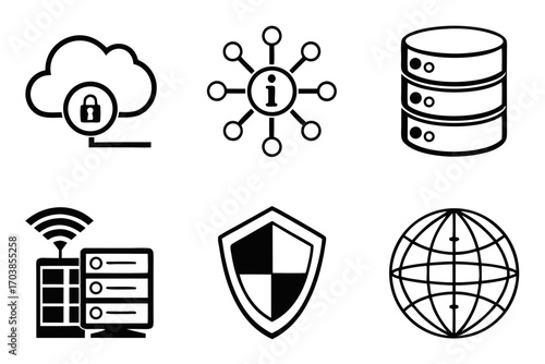Collection of technology and security icons