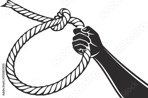 Hand gripping a noose knot