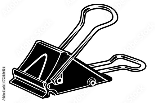 Black and white illustration of a binder clip