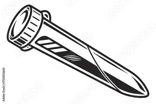 Black and white illustration of a scientific test tube