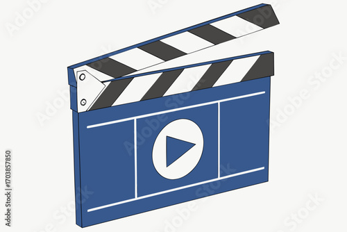 Blue clapperboard with play button icon
