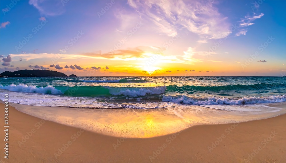 Obraz premium Beach sunset panoramic view