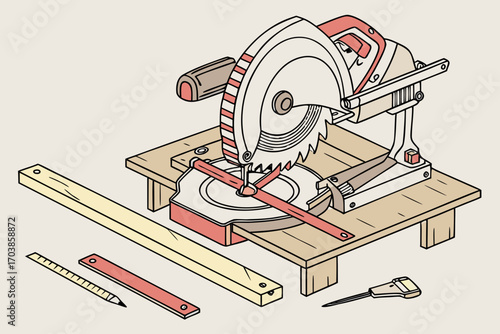 Miter saw and woodworking tools for precise cuts