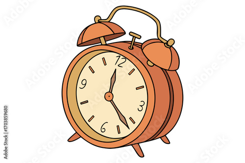Retro orange alarm clock with bells