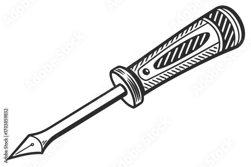 Screwdriver with a fountain pen nib