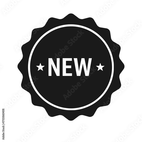 Modern Black New Label with Star Emblems
