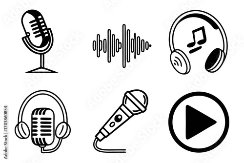 Collection of audio and music related icons