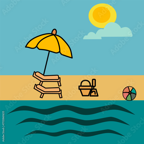 Summer Beach Chair with Umbrella