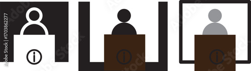 information booth line icon.Exhibitor line..symbol collection on black background.int